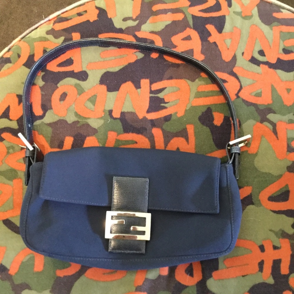 Fendi Navy Neoprene Baguette